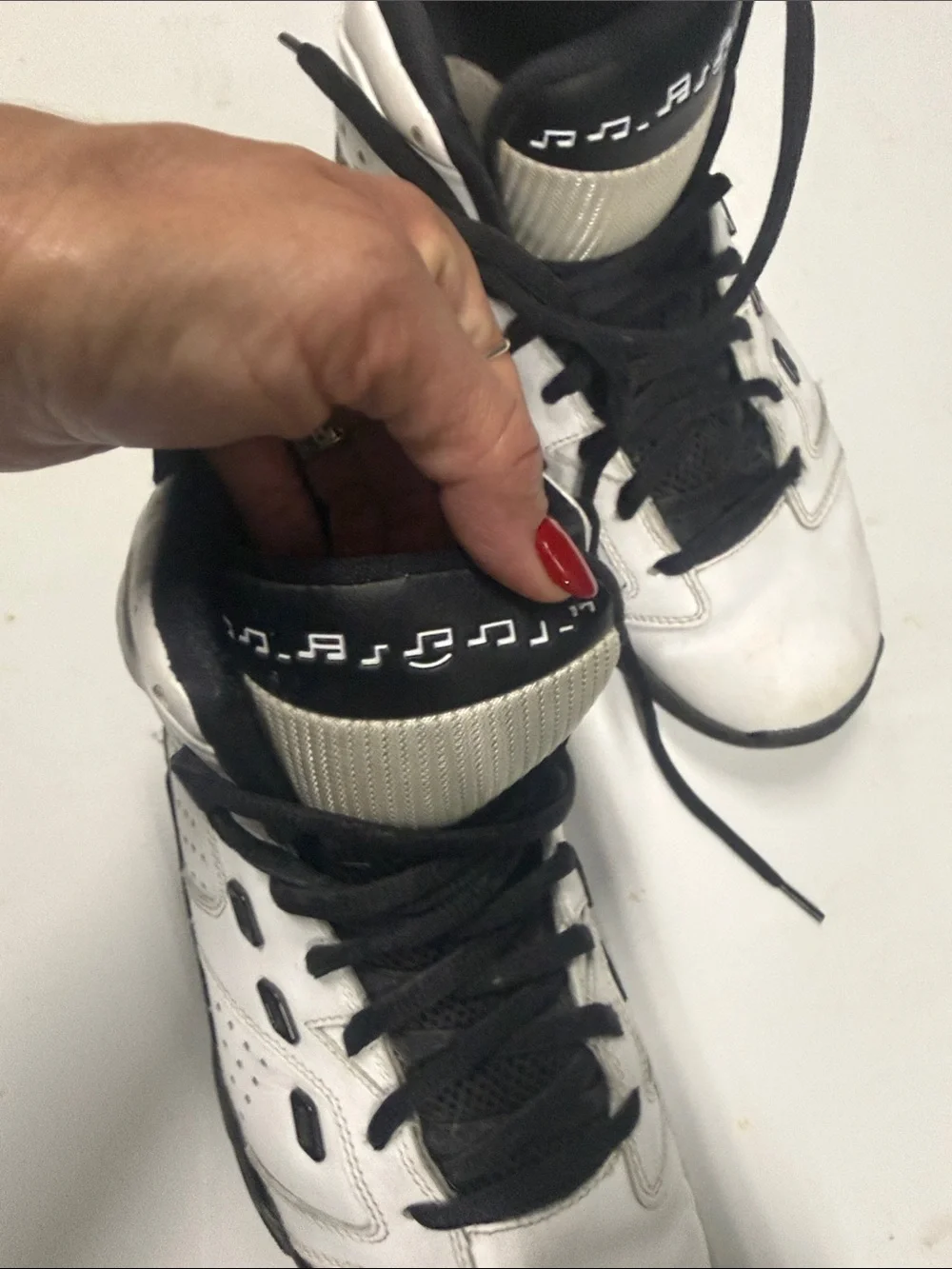 White and Black High-Top Athletic Sneakers